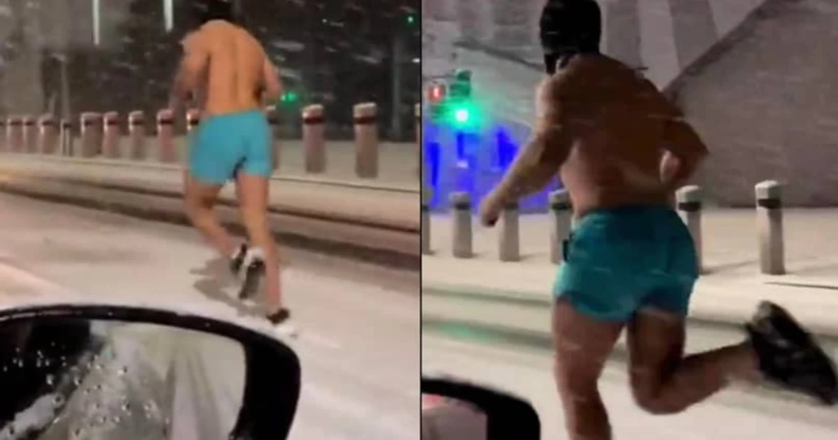 Half Naked Man Seen Sprinting In The Snow In London